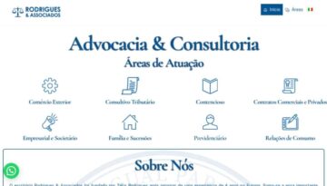 Home page do site Rodrigues e Associados